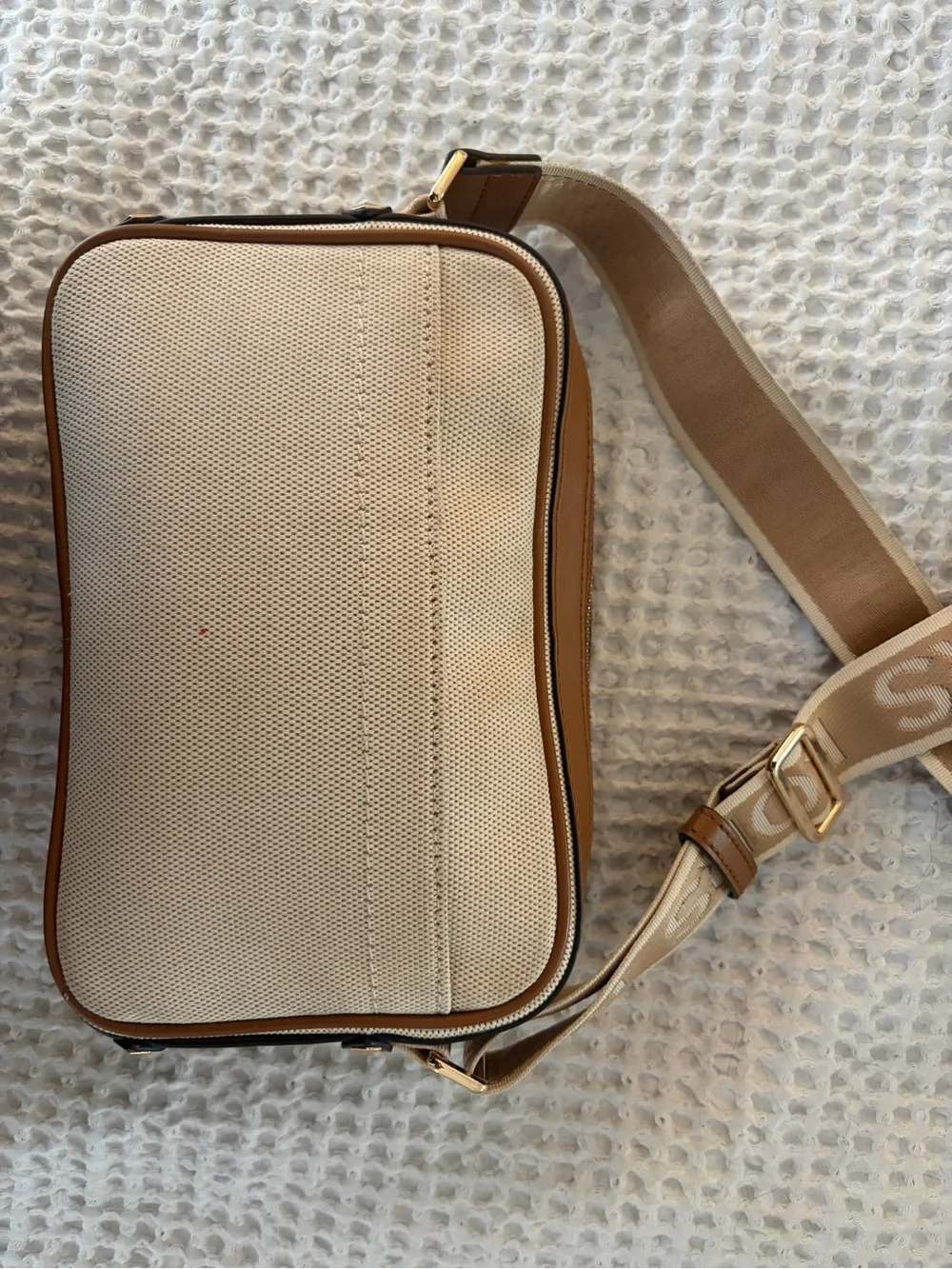 Michael Kors Tan and Cream Crossbody Messenger Bag